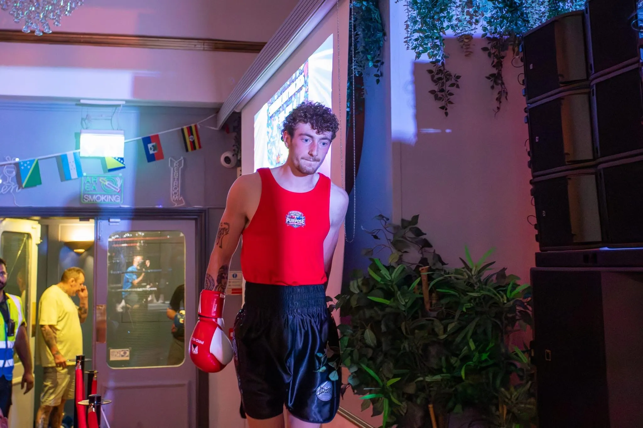 Fighter walking toward the ring during Portsmouth launch night